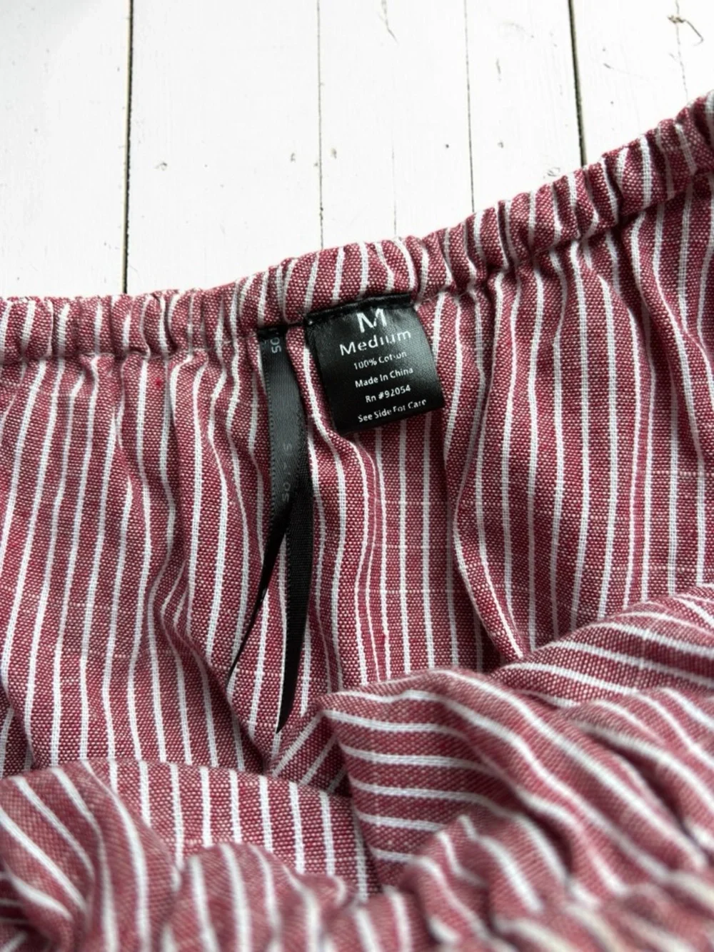 So It Is One Shoulder Top Medium Red White Stripe Ruffle Cotton Summer Blouse - Picture 4 of 8